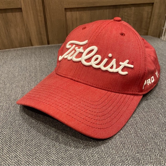 Titleist Other - Titleist Red Baseball Cap with White Script Logo